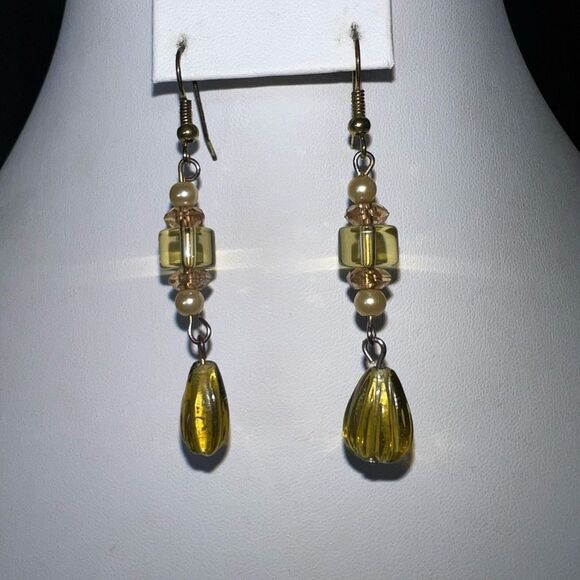 Champagne Bead Dangle Earrings - Picture 4 of 4